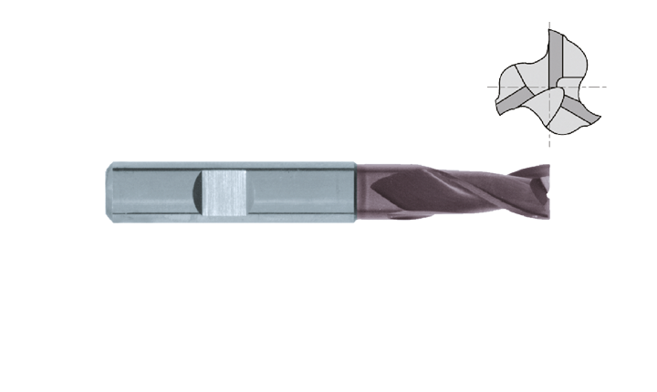 Kempf Fräser - VHM-Schaftfräser 30° - 3 Schneider
